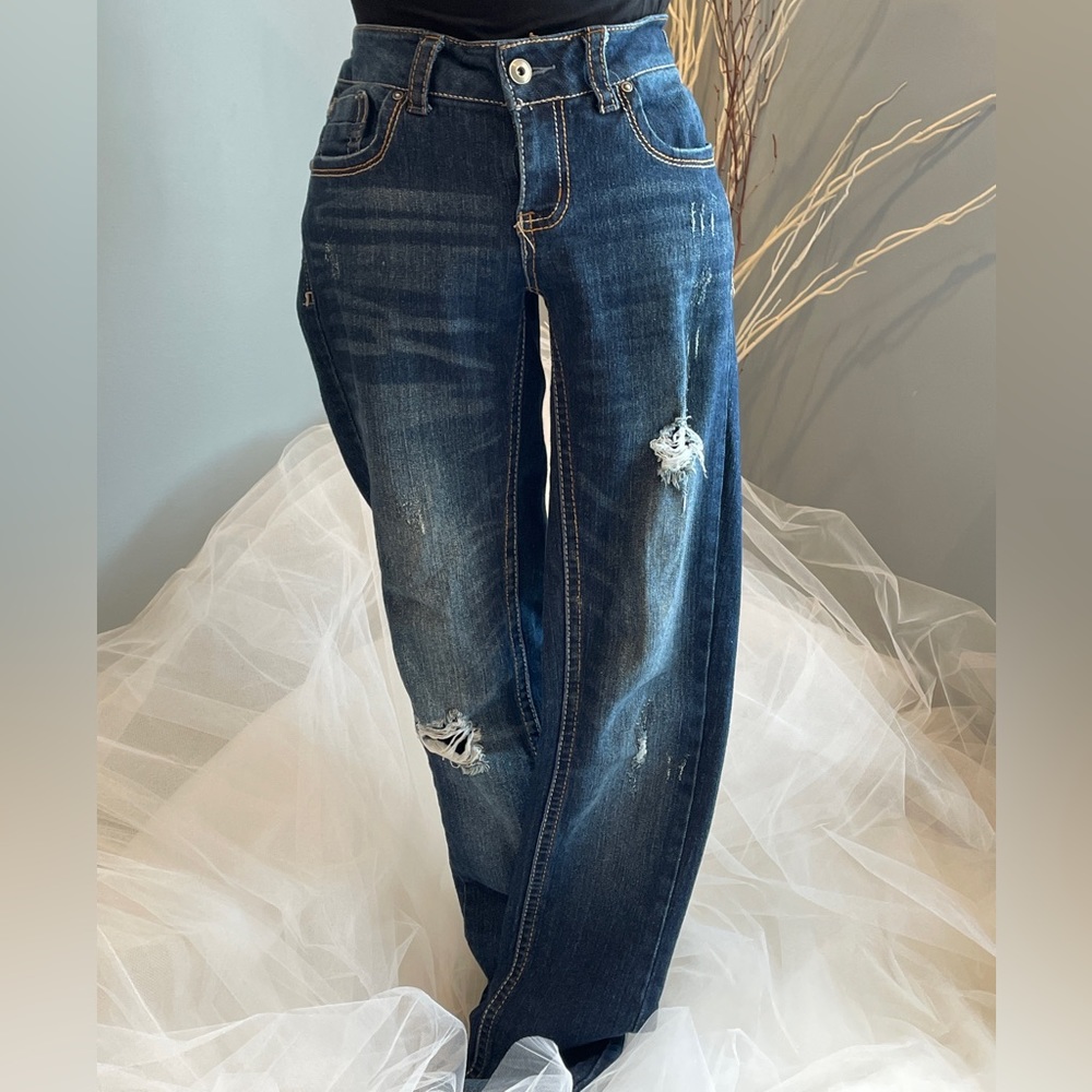 Paris Blues Skinny Dark Blue Denim Stretch Jeans Size 7